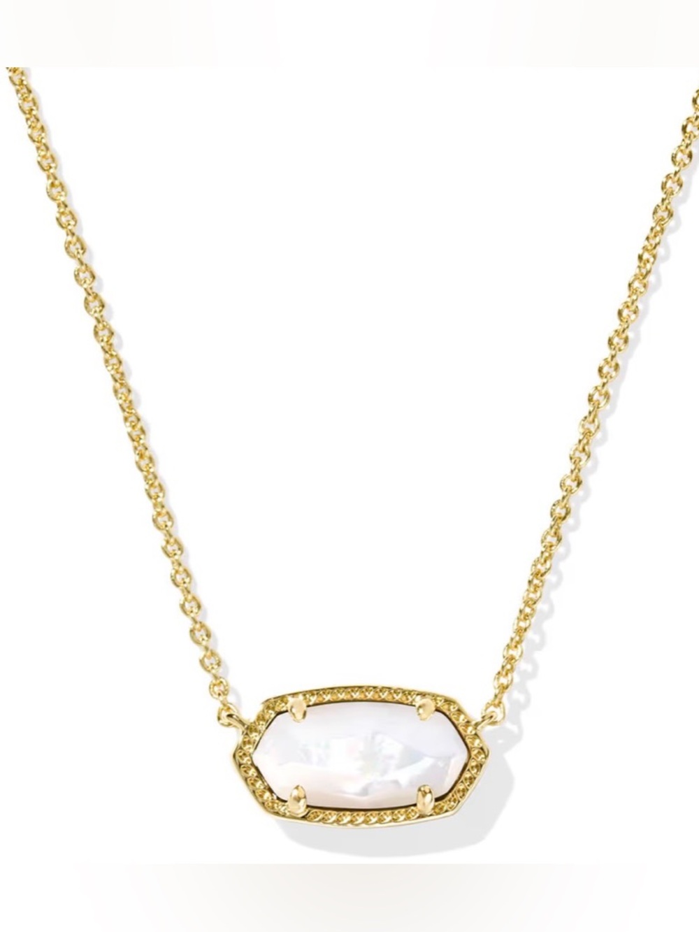 Kendra Scott Gold Elisa Necklace with White Mother-of-Pearl Pendant